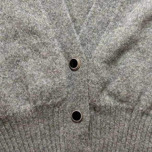 Reformation Hana Ribbed-Edge Cropped Cardigan – Grey, Size XS - Picture 4 of 6